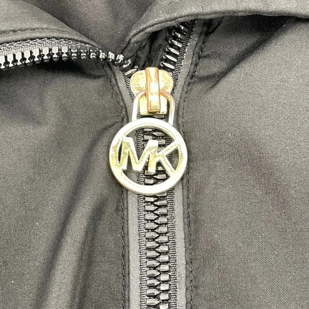 MICHAEL‎ KORS Womens Black Hooded Anorak Rain Jacket Size L Utility *Flaws*READ*